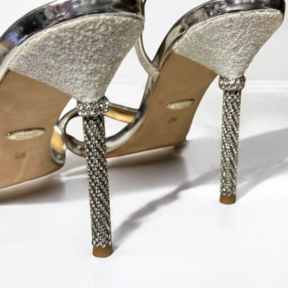 🌻Badgley Mischka Olympia White Gray Sparkly Glittered Evening Sandal Size 8.5 - Picture 6 of 15